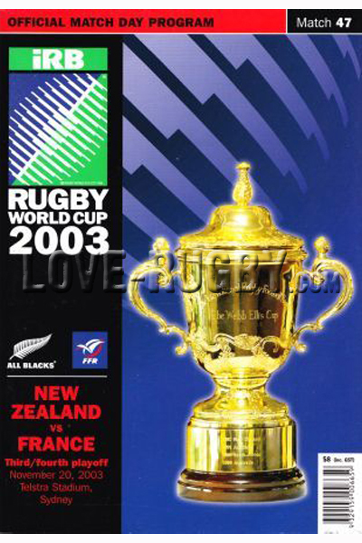 2003 New Zealand v France  Rugby Programme